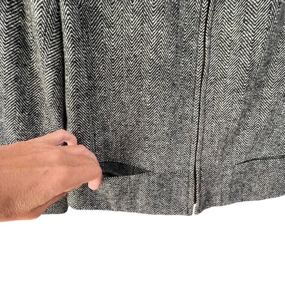 Sandro Jacket 100% Wool Herringbone Sz 12 Black White Zip Front - Picture 3 of 8